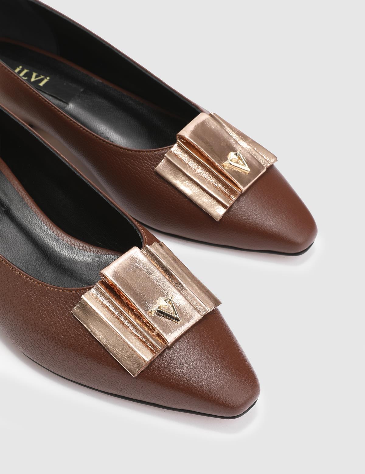 Jobke Saddle Brown Floater Leather Women's Ballerina