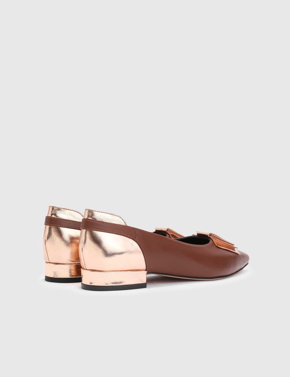 Jobke Saddle Brown Floater Leather Women's Ballerina