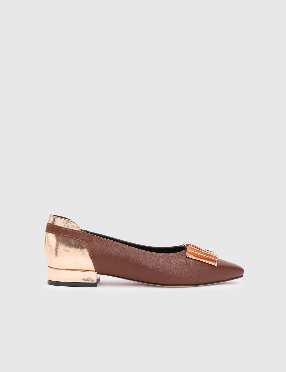 Jobke Saddle Brown Floater Leather Women's Ballerina