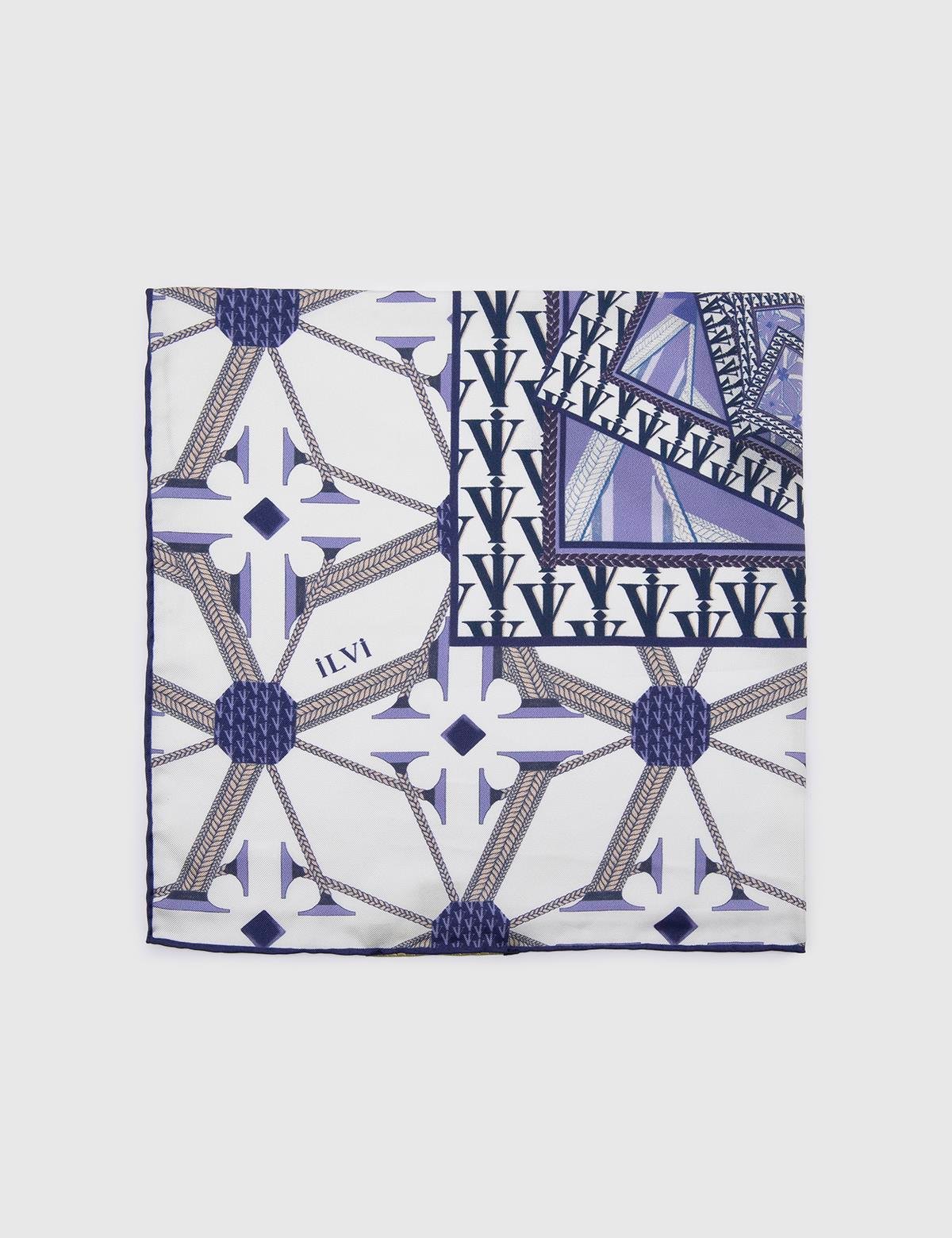 Joensuu White-Purple Silk Twill Women's Bandana