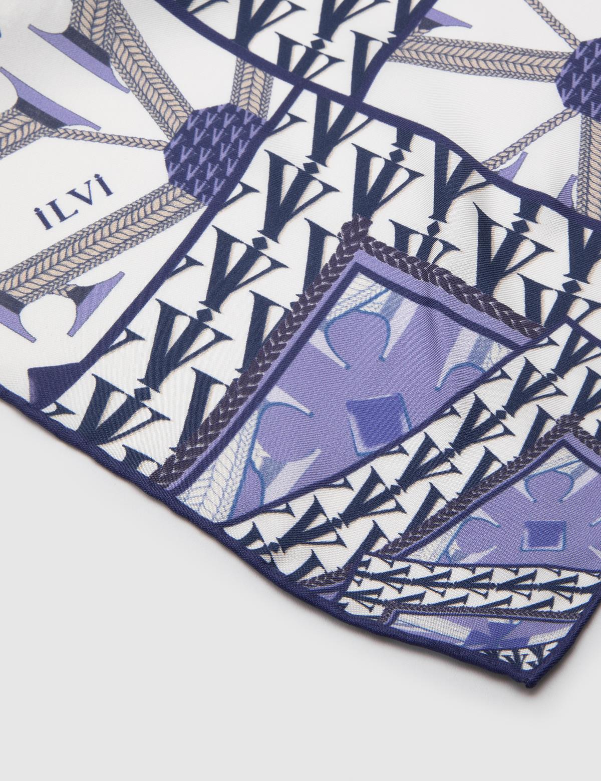 Joensuu White-Purple Silk Twill Women's Bandana