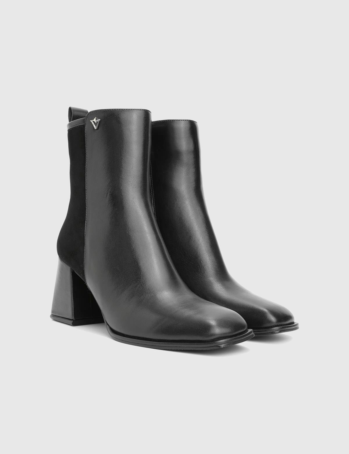 Jona Black Suede Leather Women's Heeled Boot