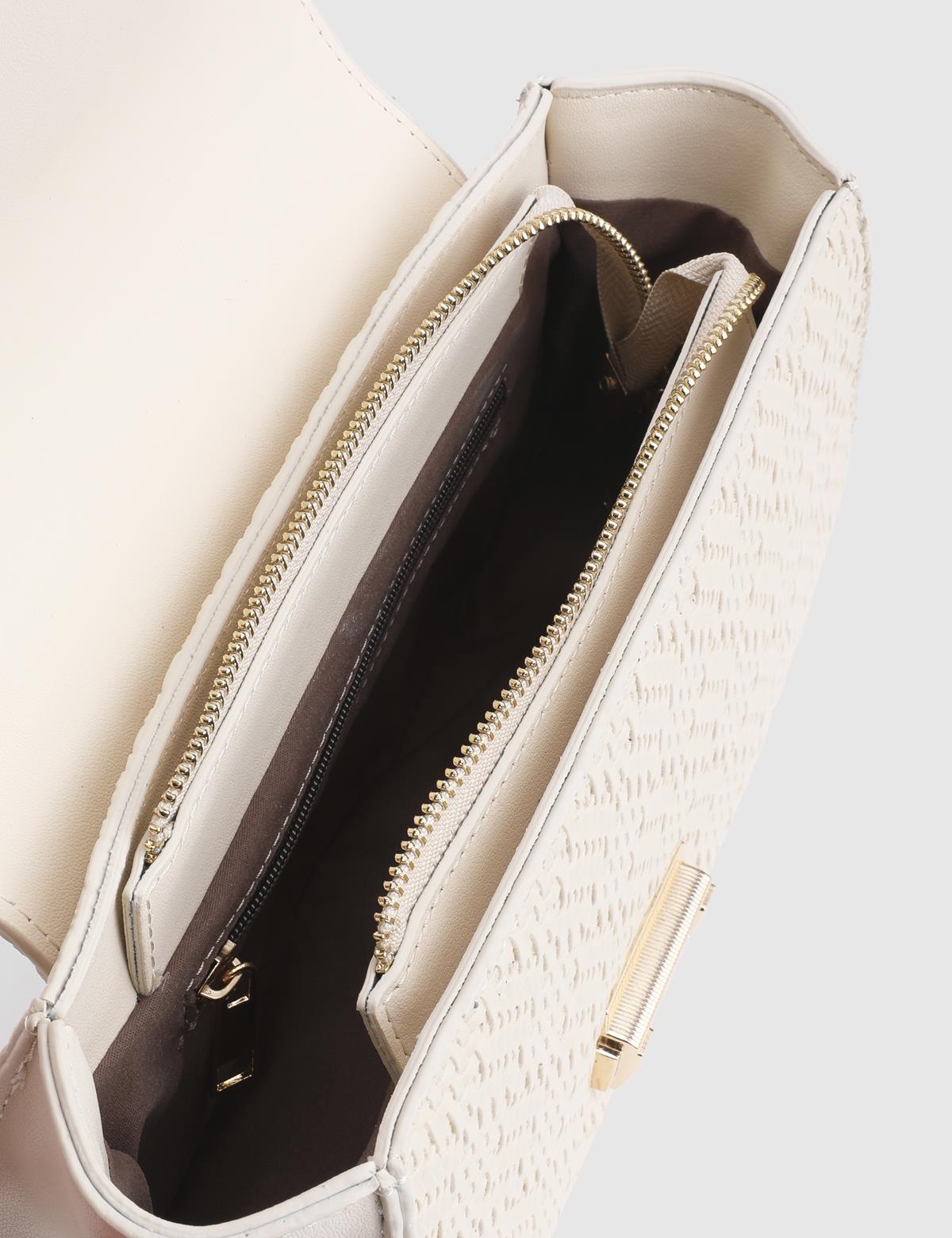 Jorie Cream Women's Handbag with Straw Print