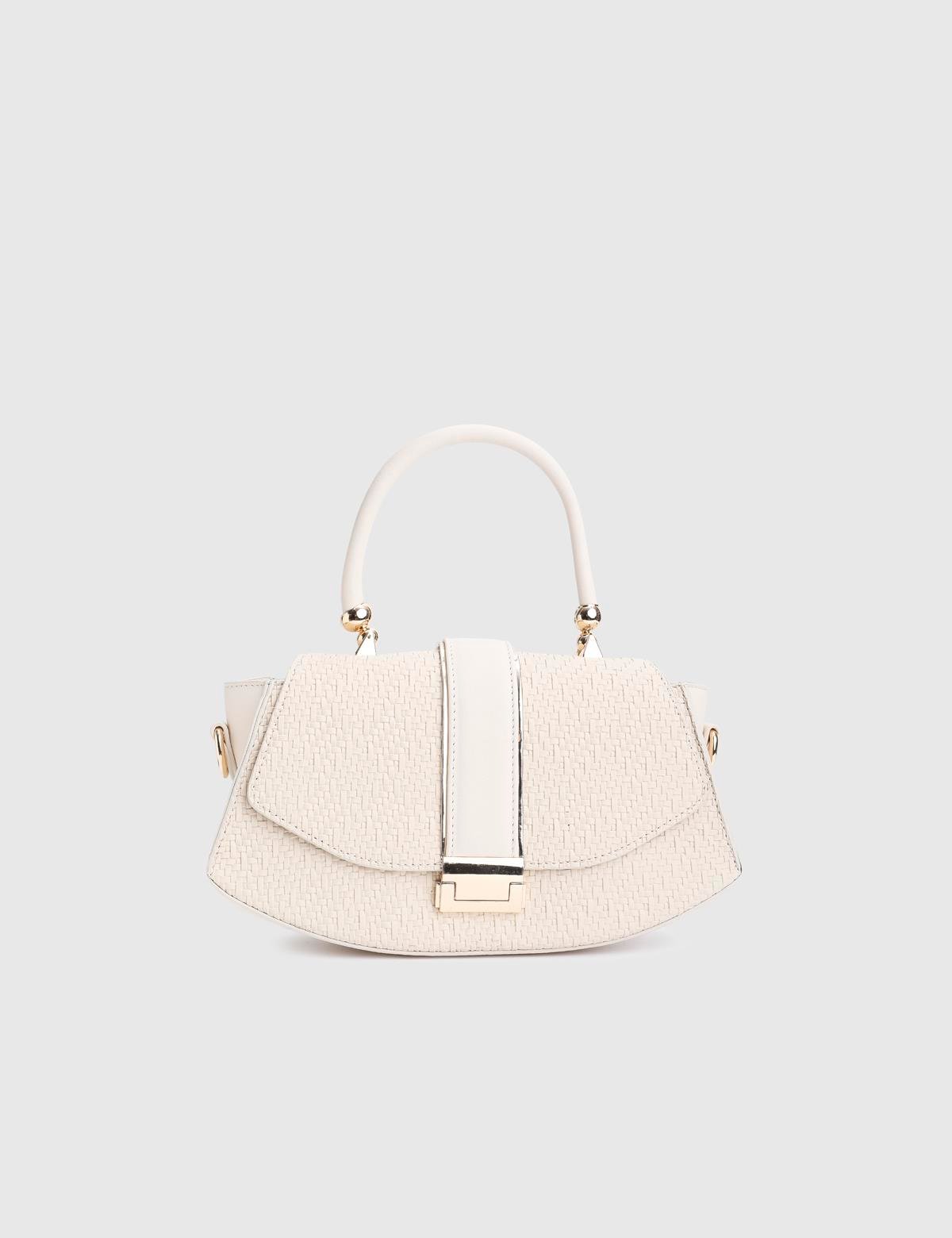 Jorie Cream Women's Handbag with Straw Print