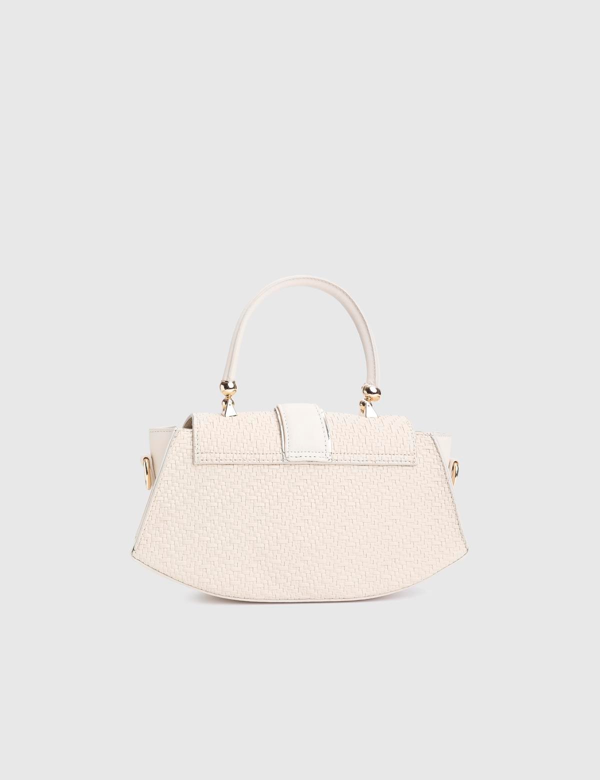 Jorie Cream Women's Handbag with Straw Print