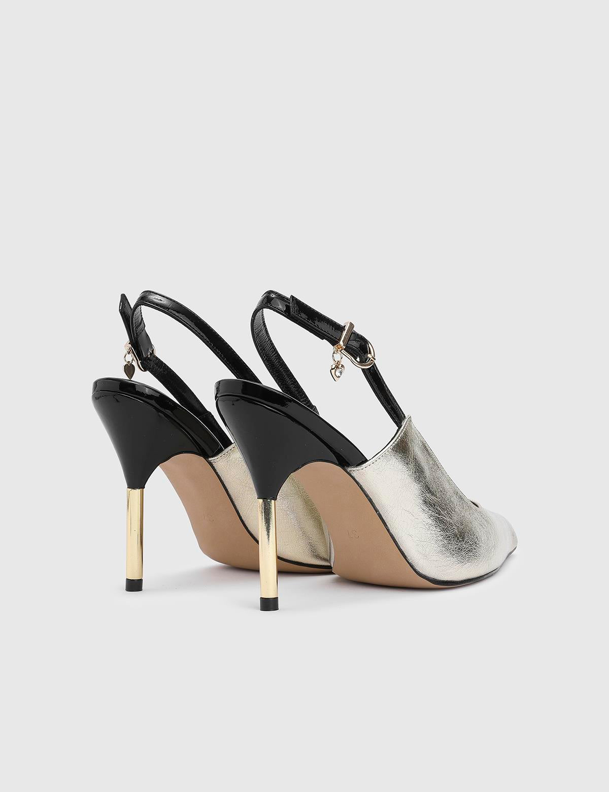 Juhar Gold Leather Women's Heeled Sandal