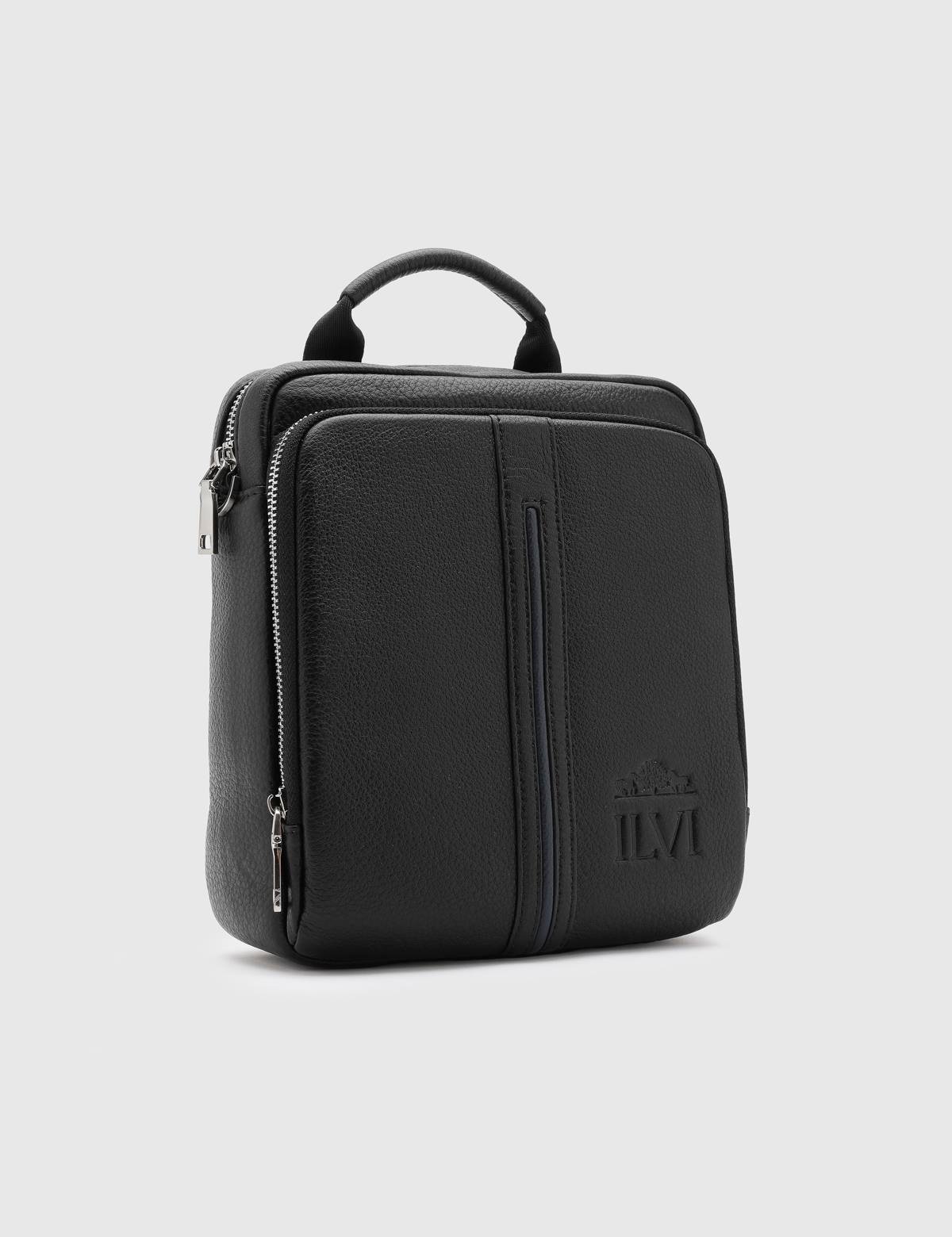 Julius Black Leather Men's Handbag