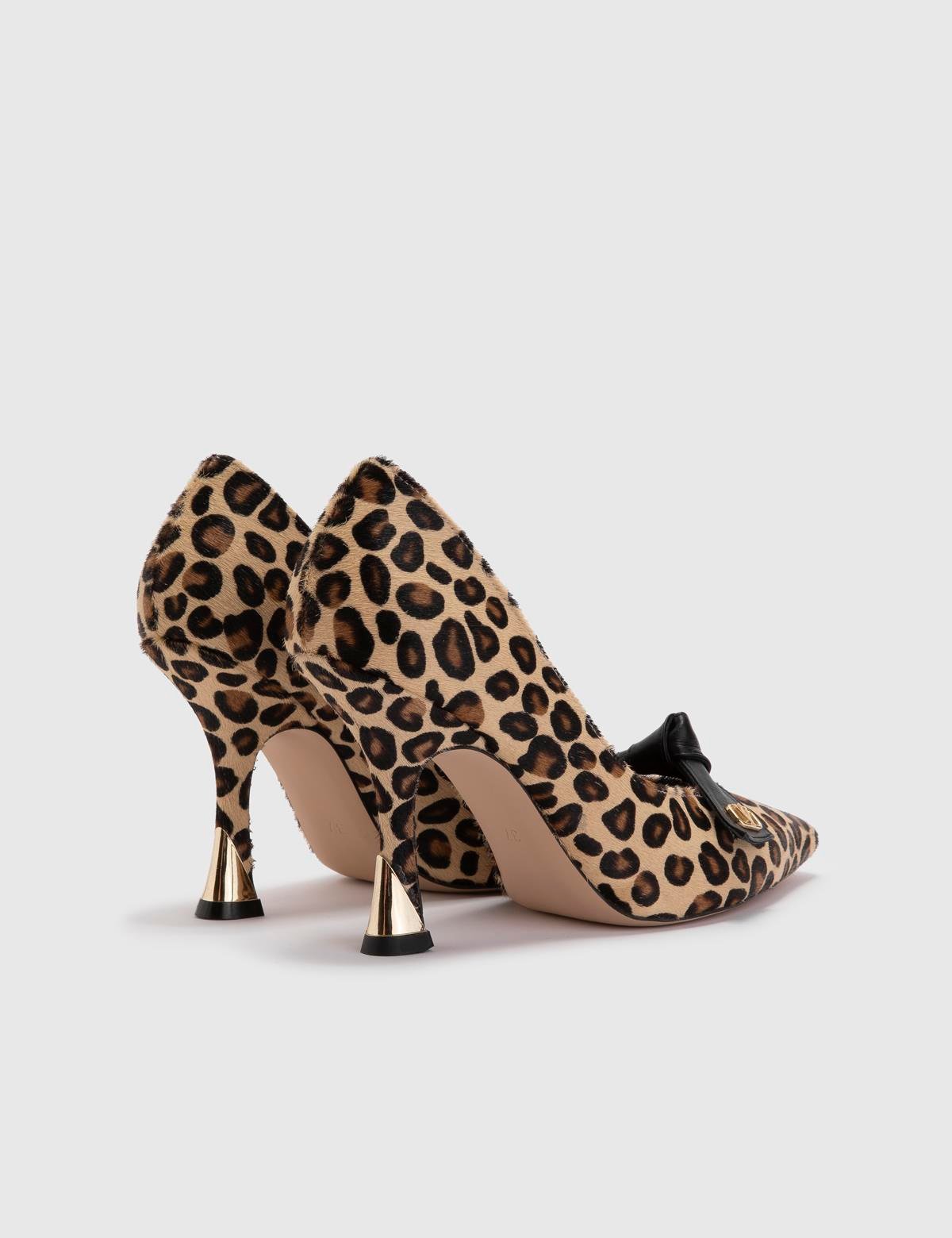 Kacey Leopard Leather Foal Fur Leather Women's Pump