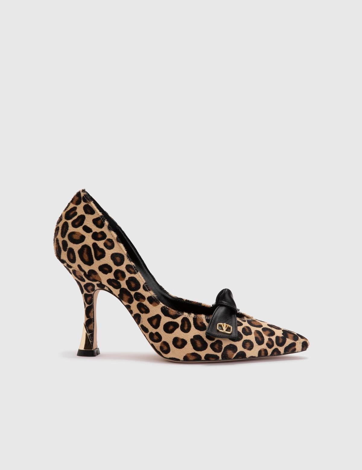 Kacey Leopard Leather Foal Fur Leather Women's Pump
