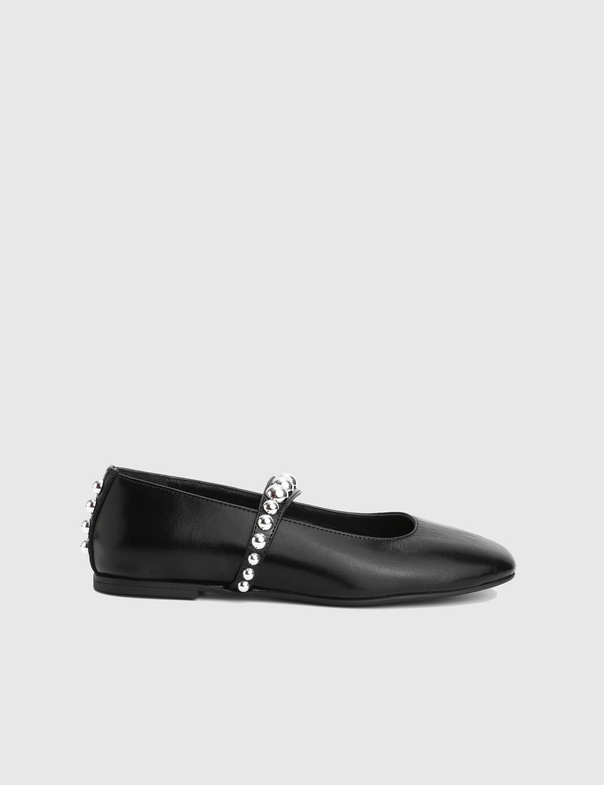 Karmen Black Leather Women's Ballerina