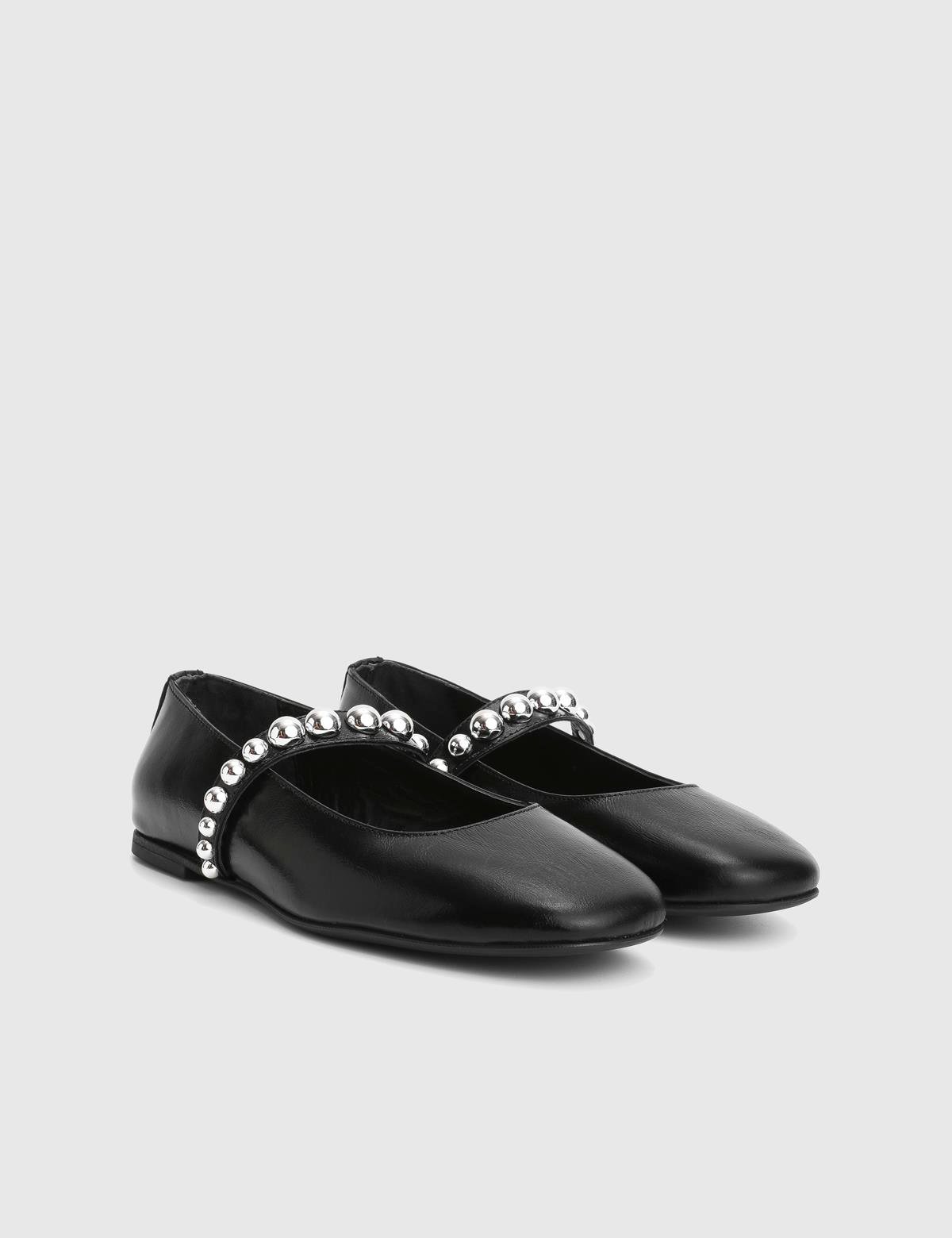 Karmen Black Leather Women's Ballerina