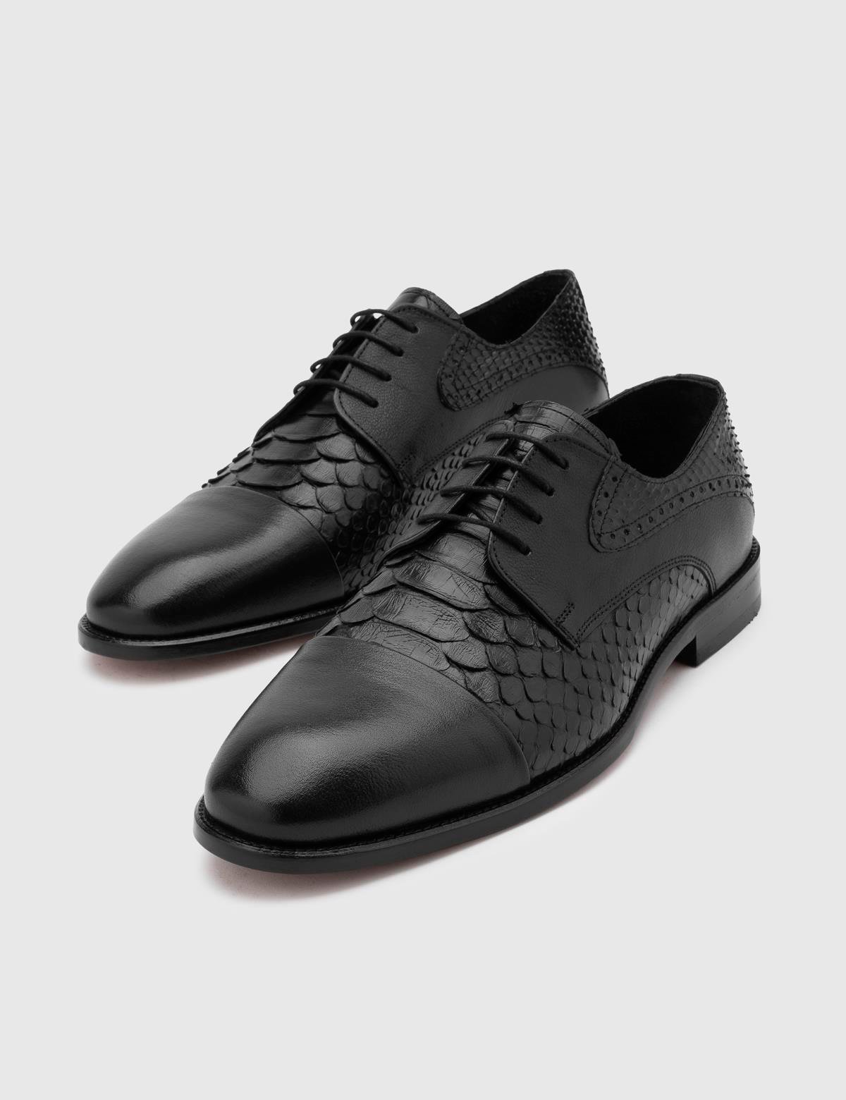 Kayson Black Snake Leather Men's Derby Shoe