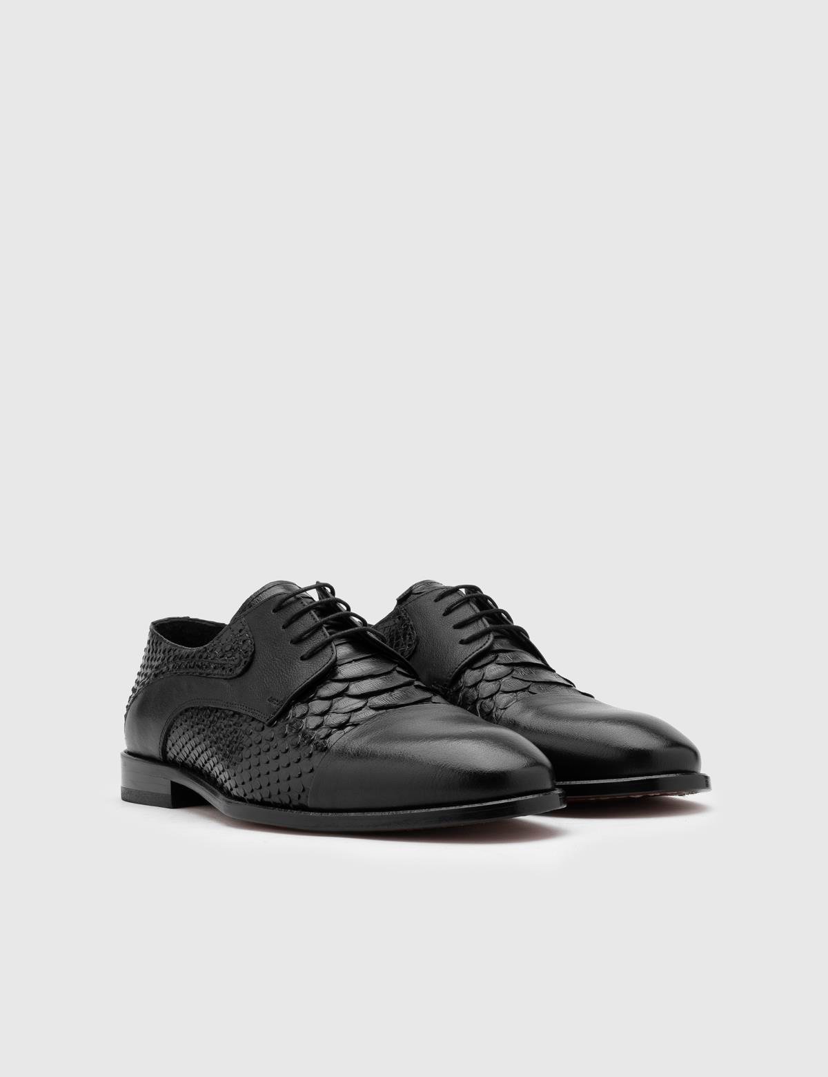 Kayson Black Snake Leather Men's Derby Shoe