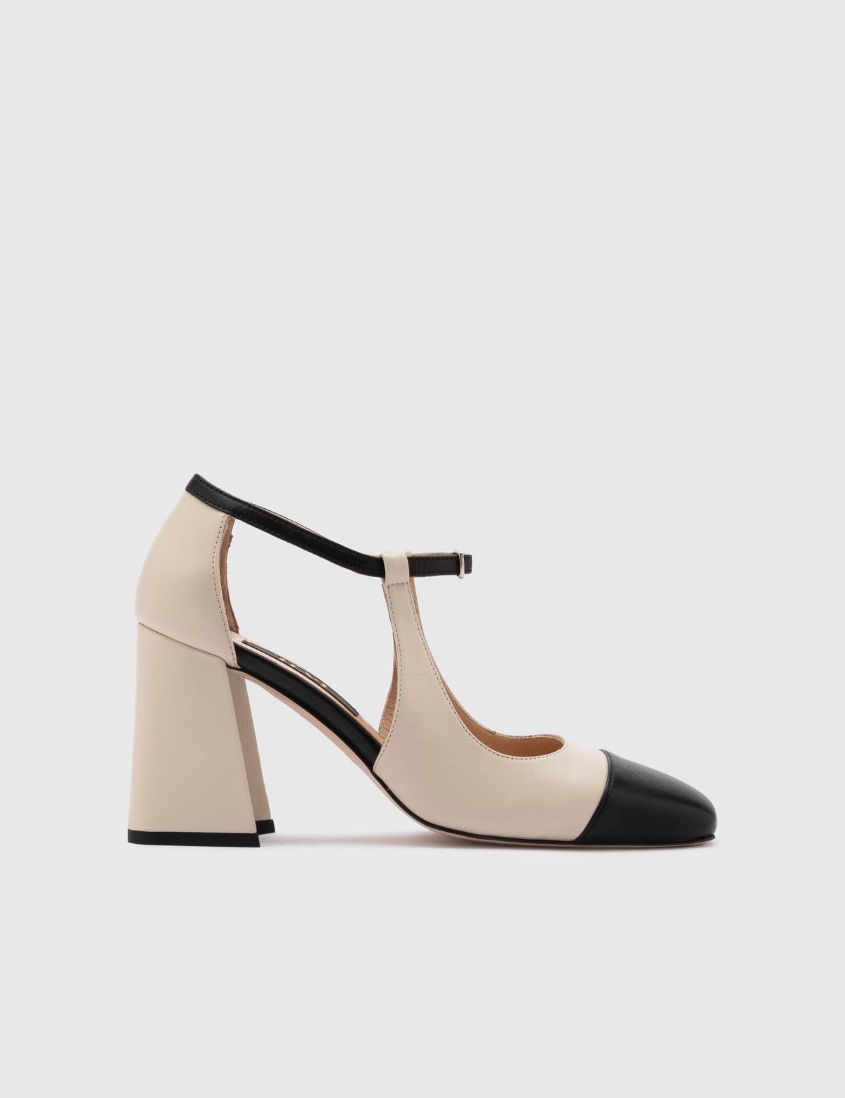 Kazue Beige Leather Women's Heeled Sandal