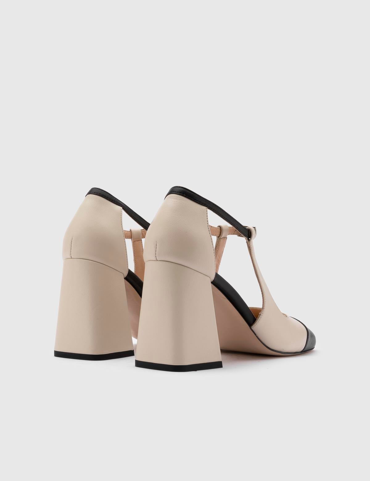 Kazue Beige Leather Women's Heeled Sandal