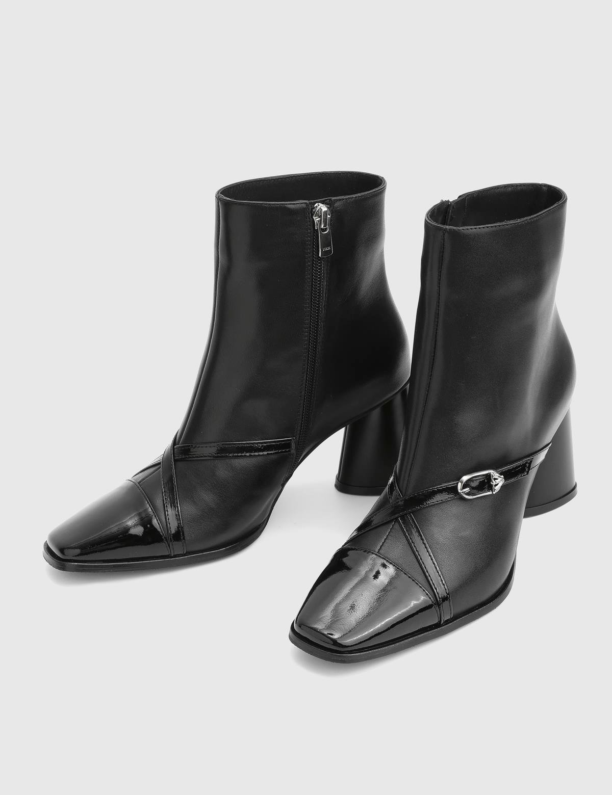 Ketina Black Patent Leather Women's Heeled Boot