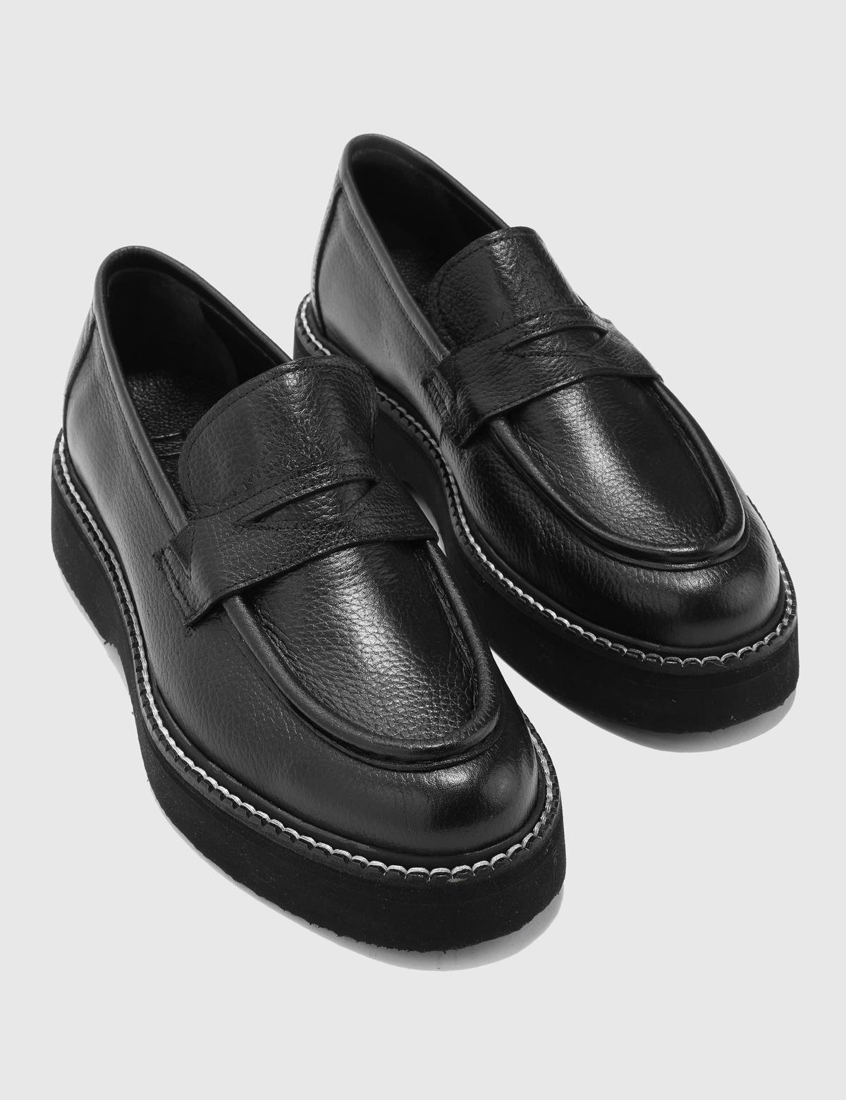 Kiruna Black Floater Leather Men's Loafer