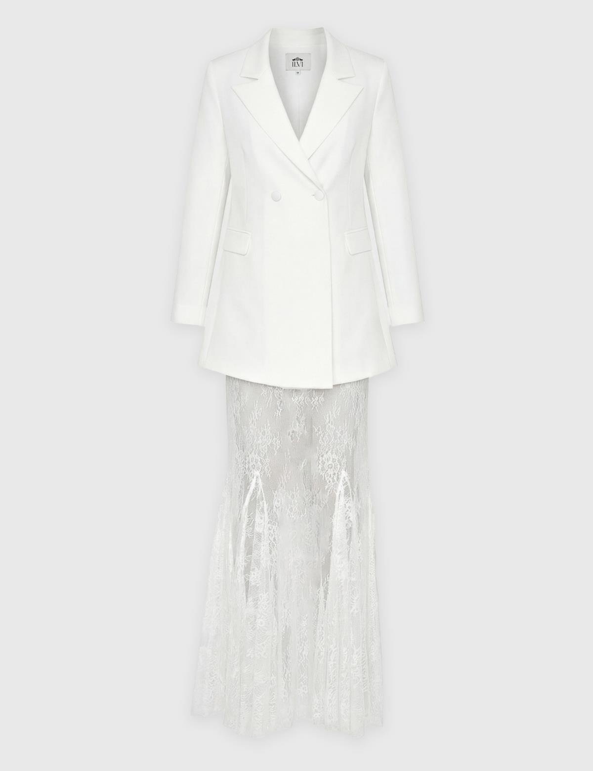 Klaudi White Women's Jacket and Skirt Set