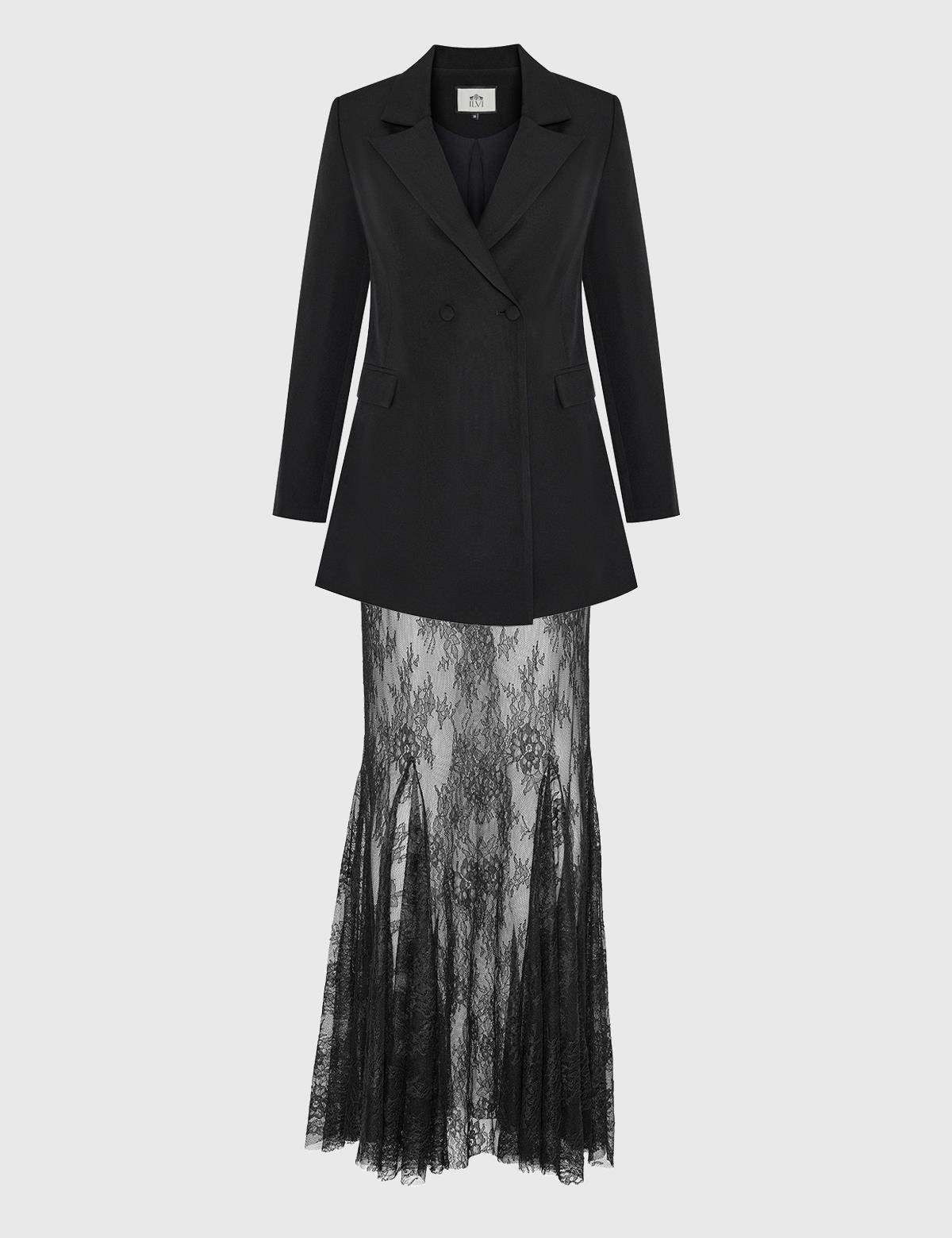 Klaudi Black Women's Jacket and Skirt Set