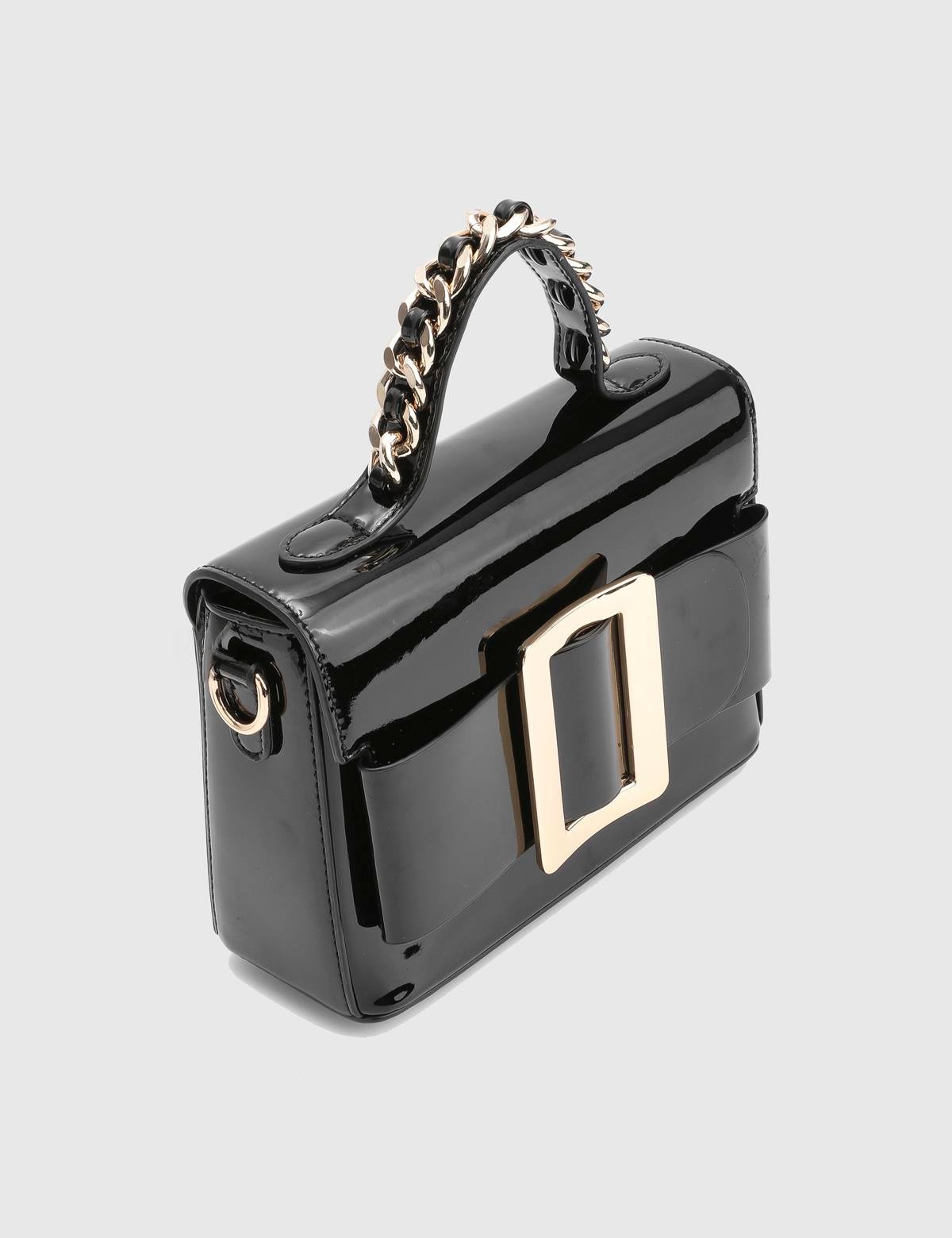 Klein Glossy Black Women's Handbag