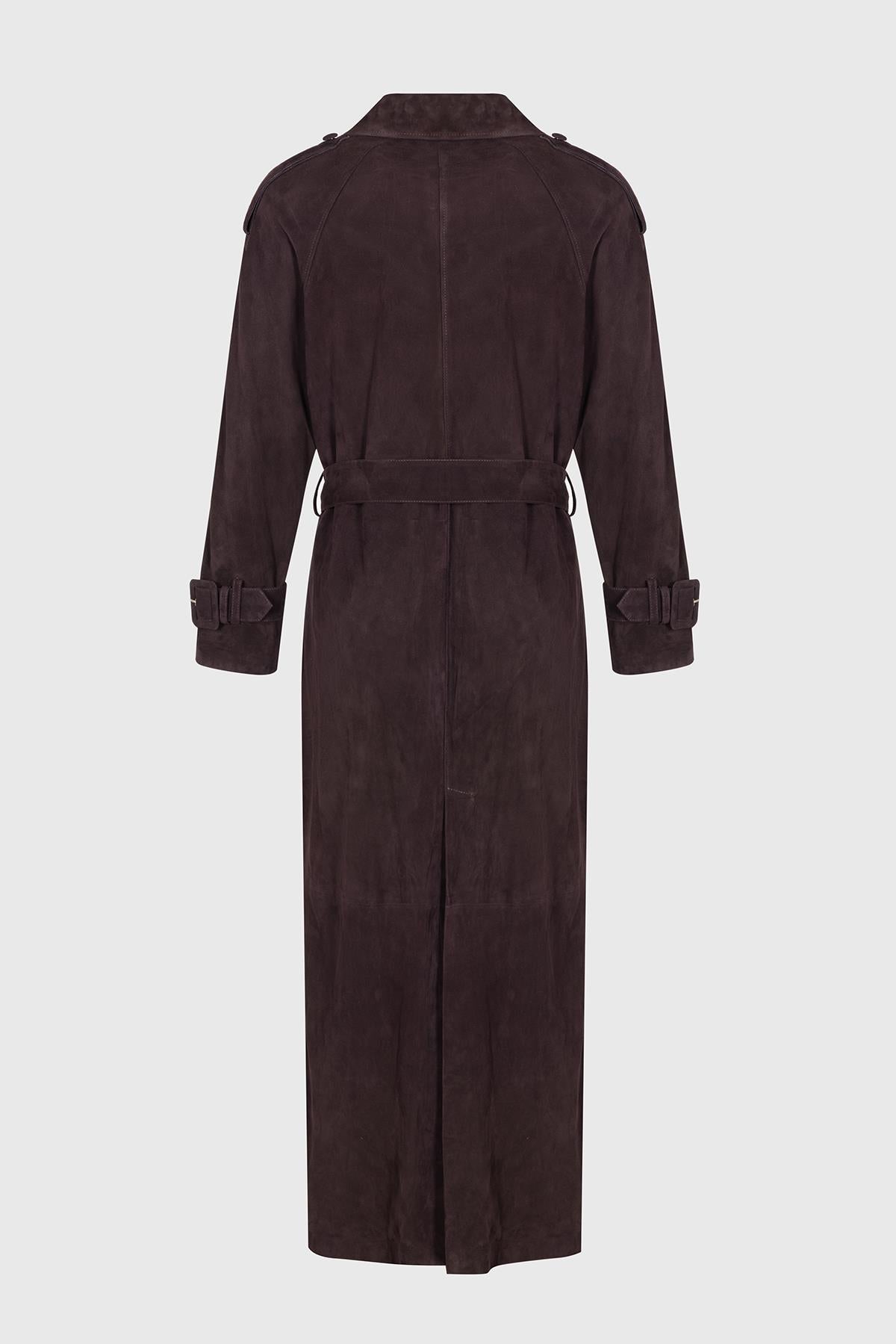 Kristi Purple Suede Women's Leather Trench Coat