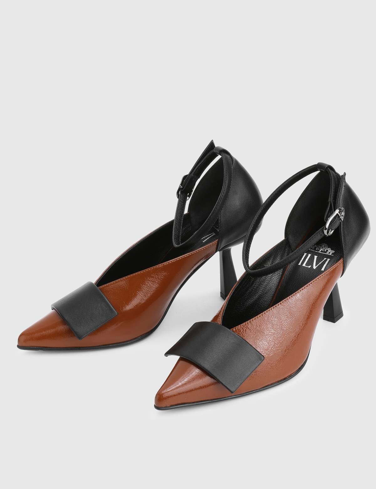 Laluz Saddle Brown Patent Leather Women's Pump