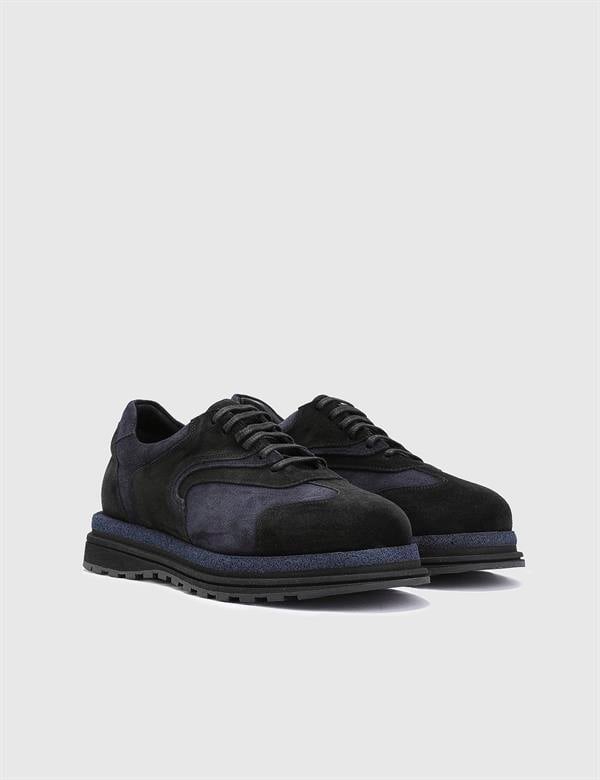 Lancelot Navy Blue Suede Leather Men's Sneaker