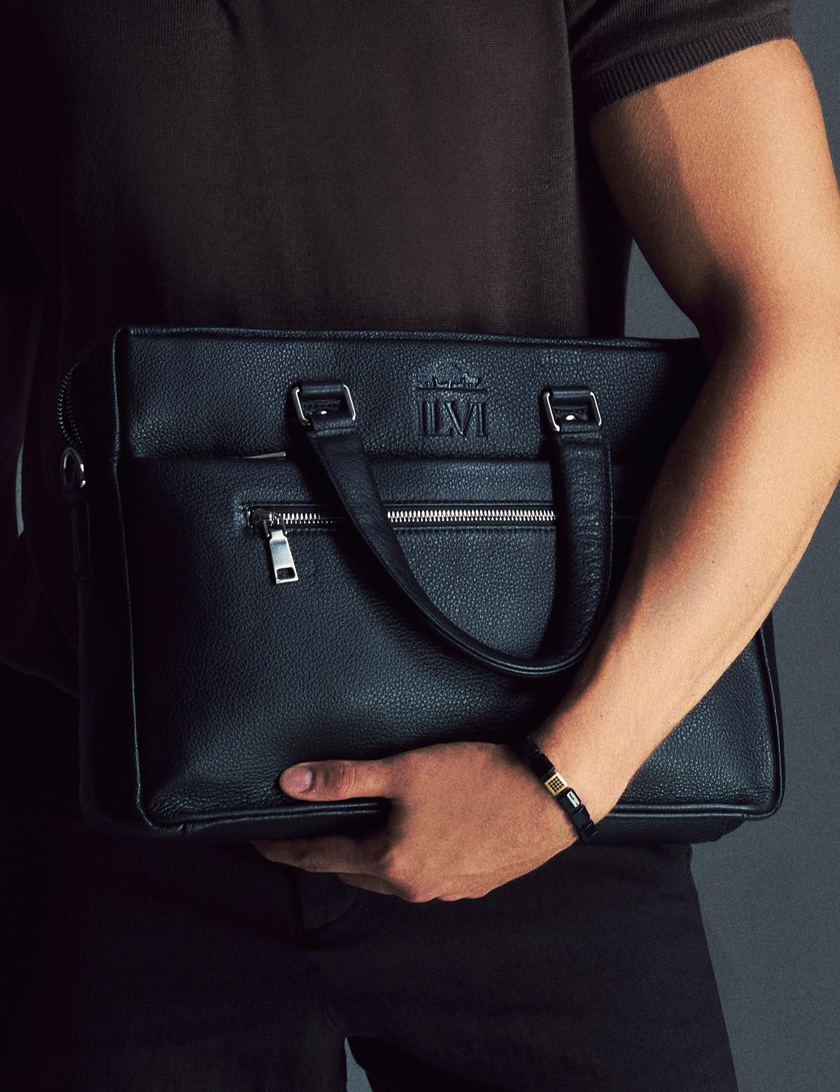 Laurits Black Leather Men's Handbag