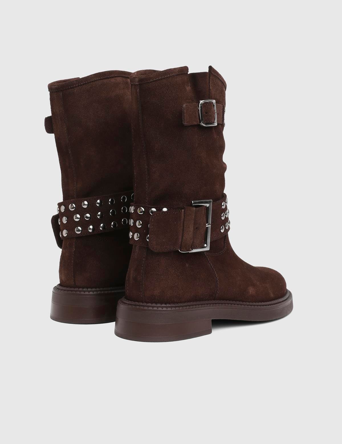 Leopa Brown Suede Leather Women's Boot