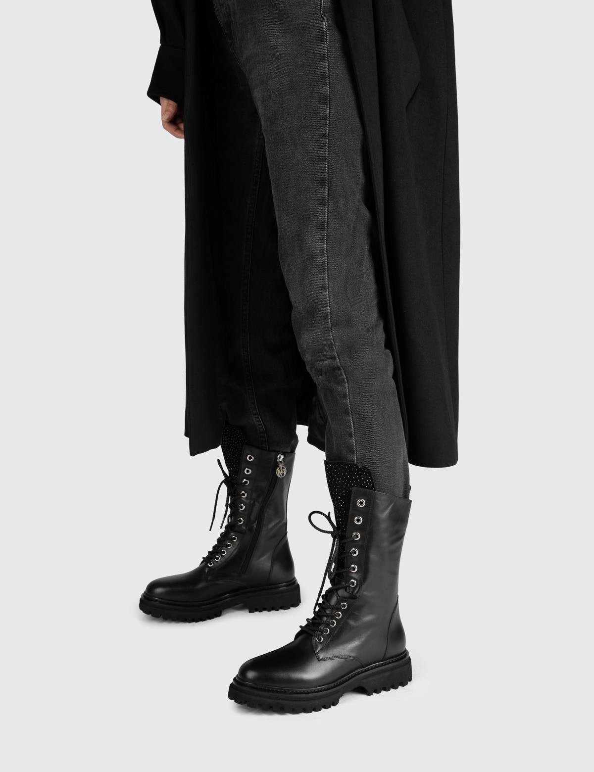 Lexi Black Suede Leather Women's Boot with Stones