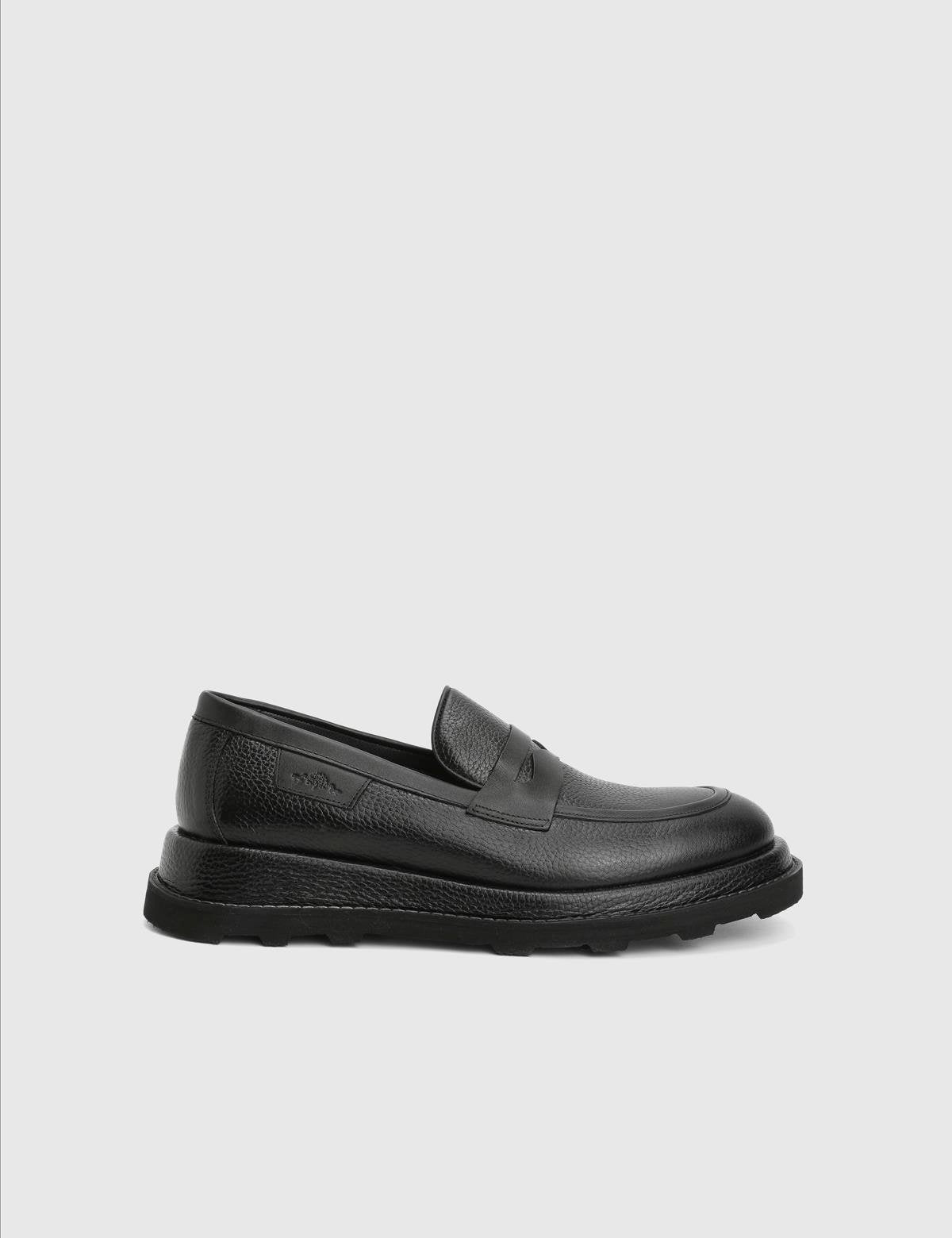 Leyn Black Leather Men's Loafer
