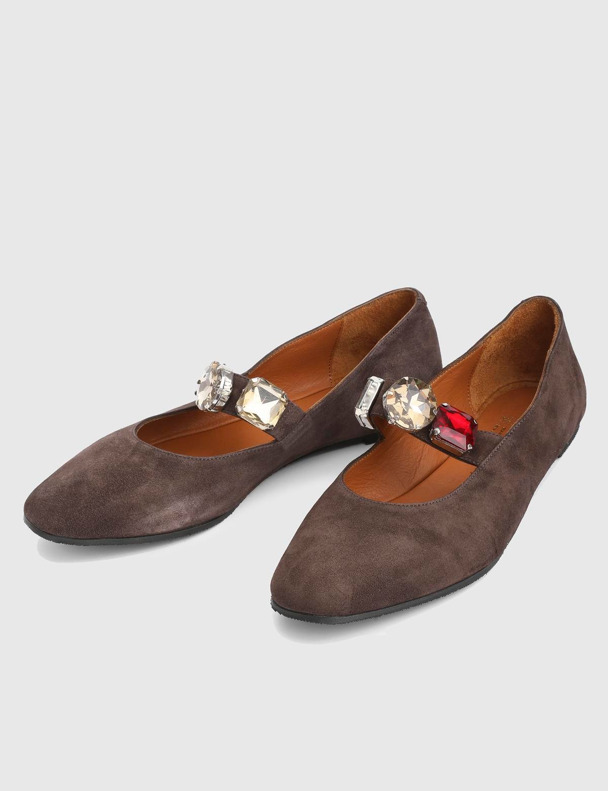 Litoni Brown Suede Leather Women's Ballerina