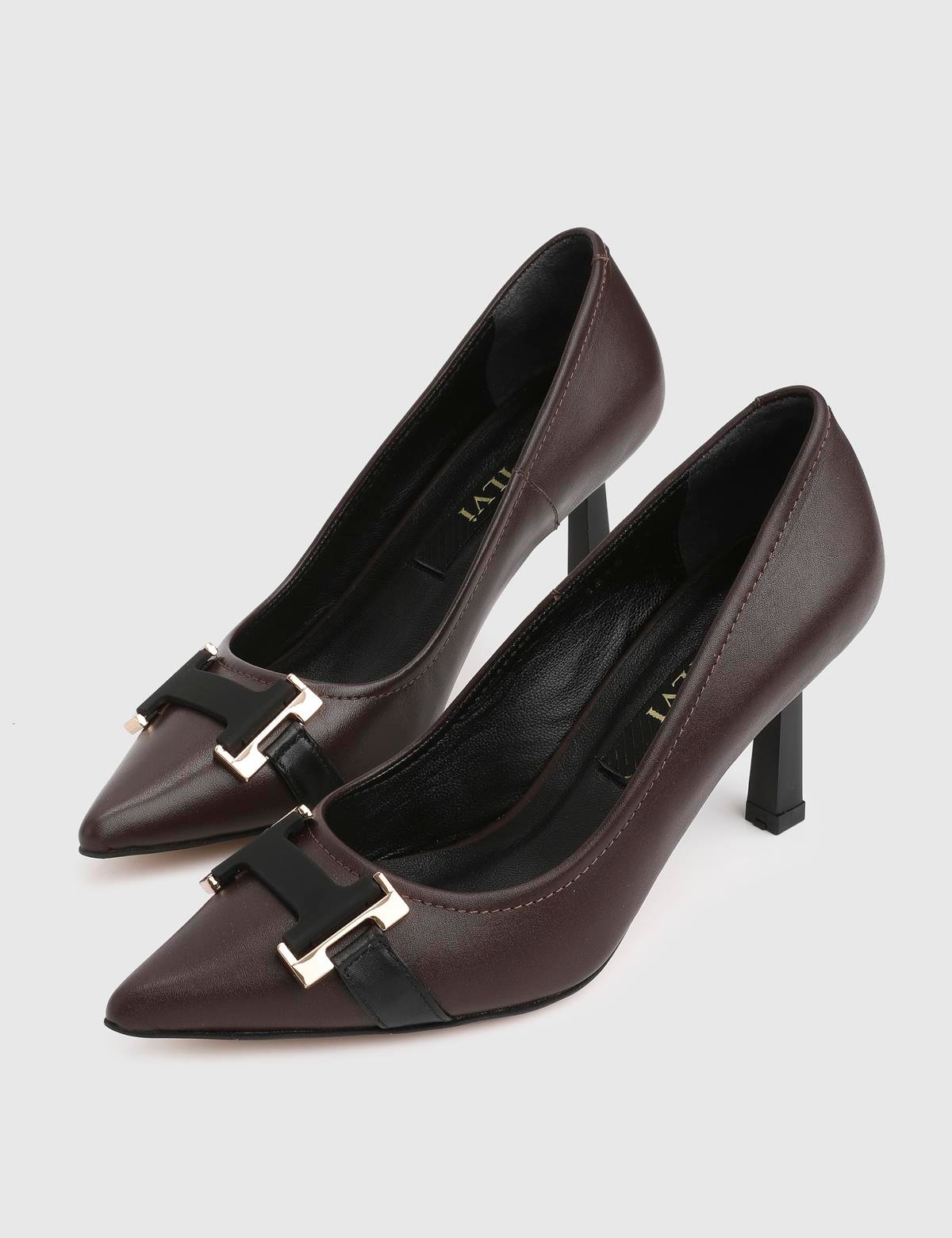 Lizone Brown Leather Women's Pump