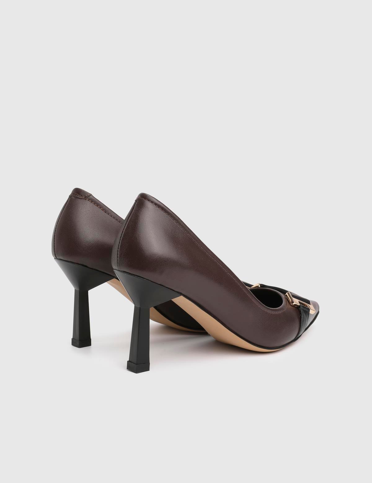 Lizone Brown Leather Women's Pump