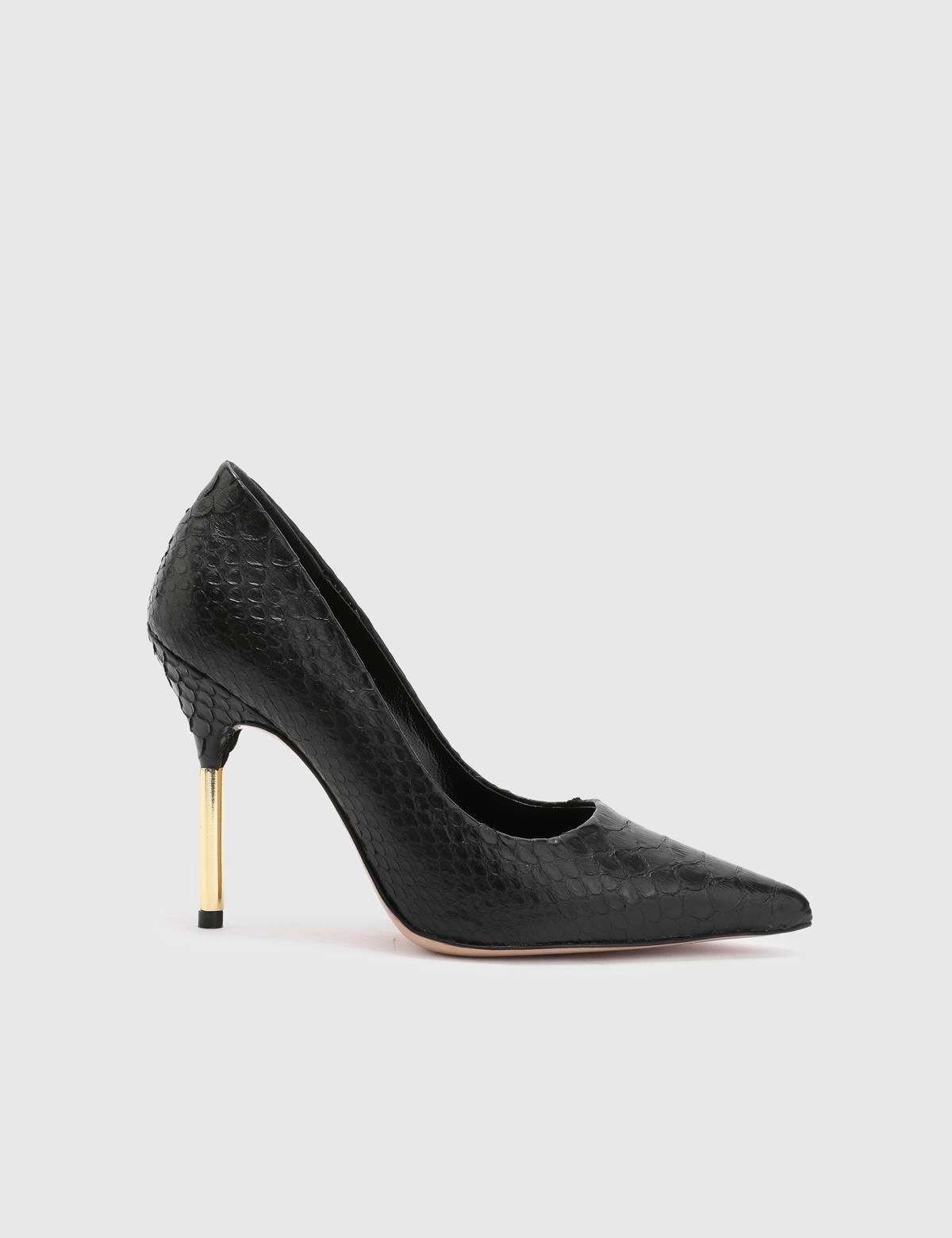 Lotti Black Snake Leather Women's Pump