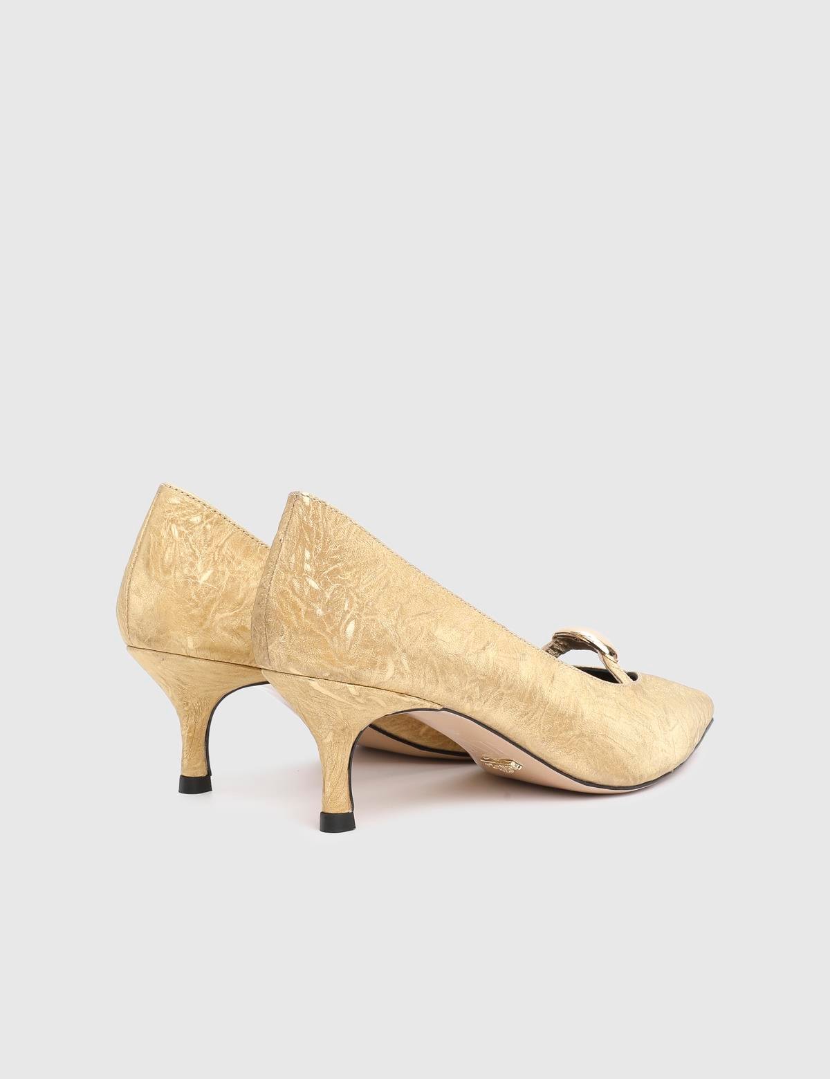 Lucida Gold Leather Fabric Women's Pump