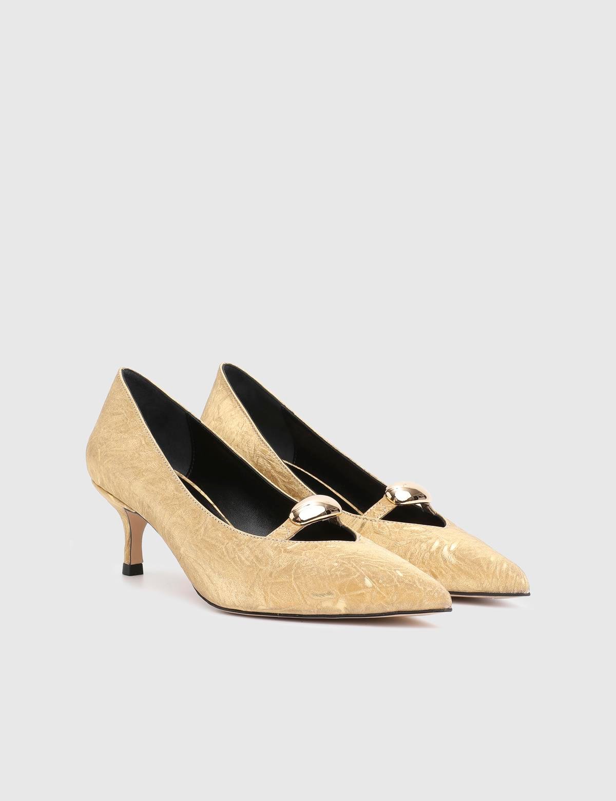 Lucida Gold Leather Fabric Women's Pump
