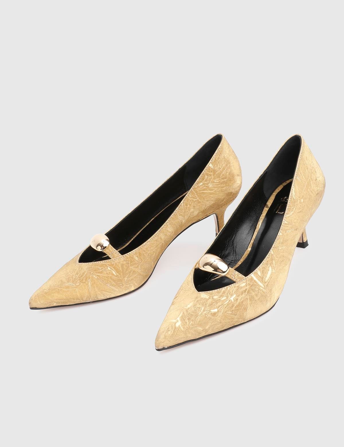 Lucida Gold Leather Fabric Women's Pump