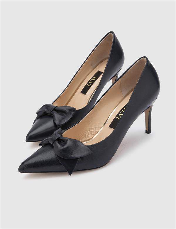 Madeira Navy Blue Buffalo Leather Women's Stiletto