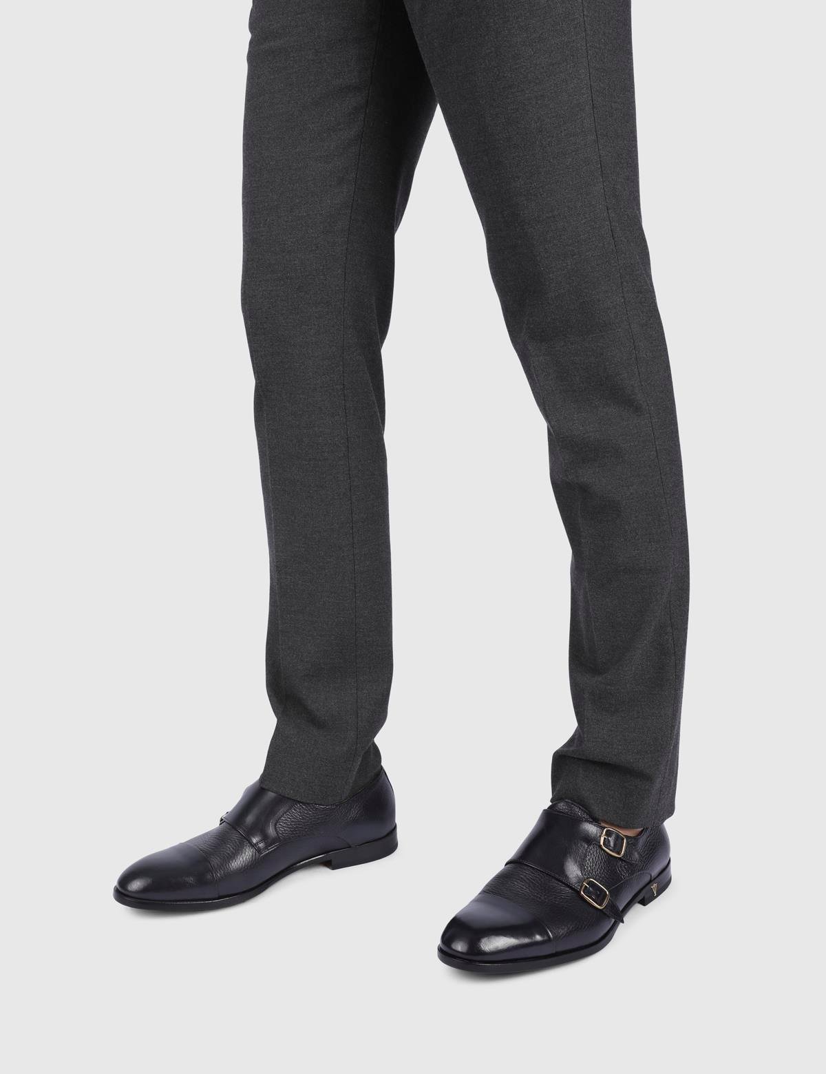 Mauri Navy Blue Buffalo-Deer Leather Men's Monk Shoe