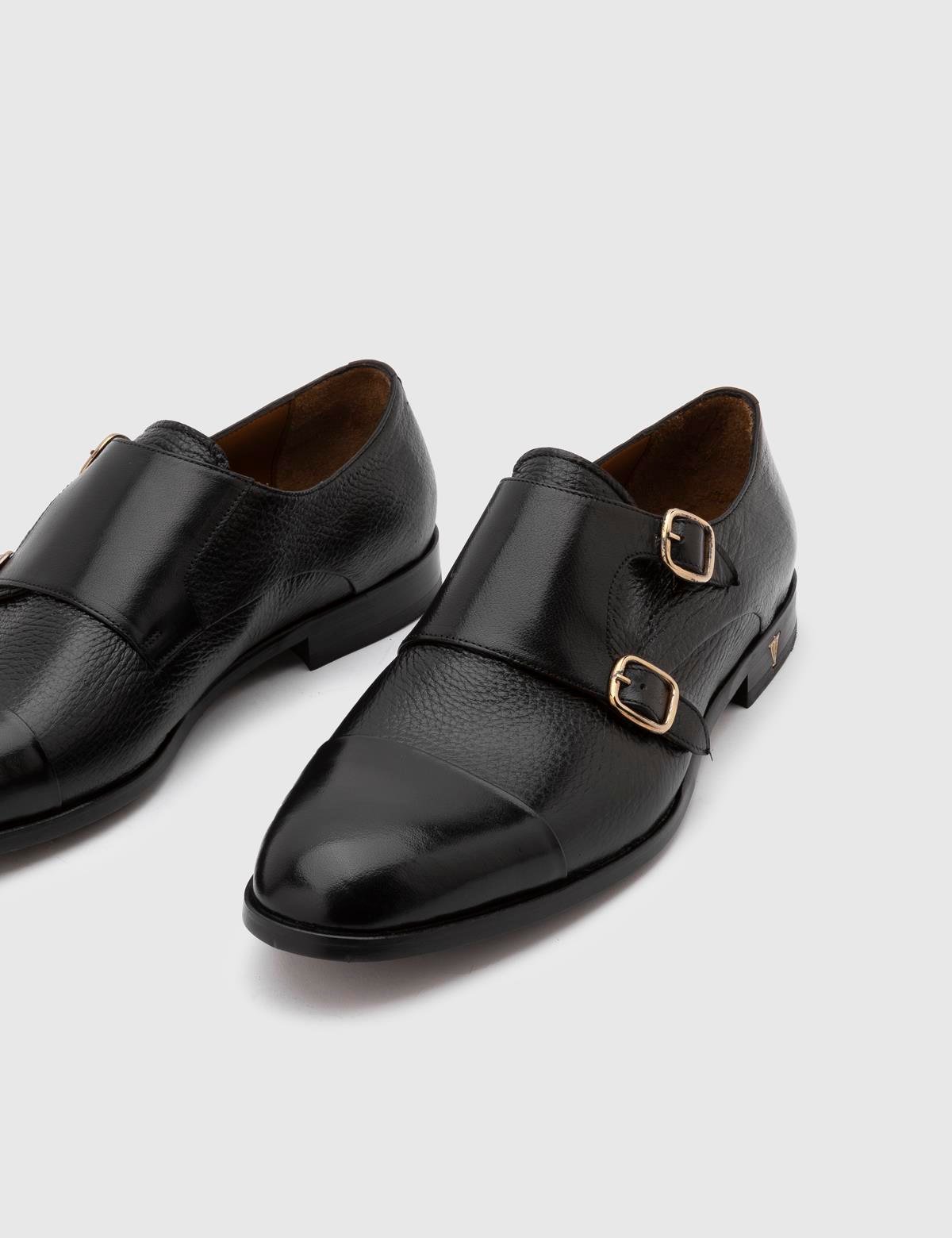 Mauri Black Buffalo-Deer Leather Men's Monk Shoe