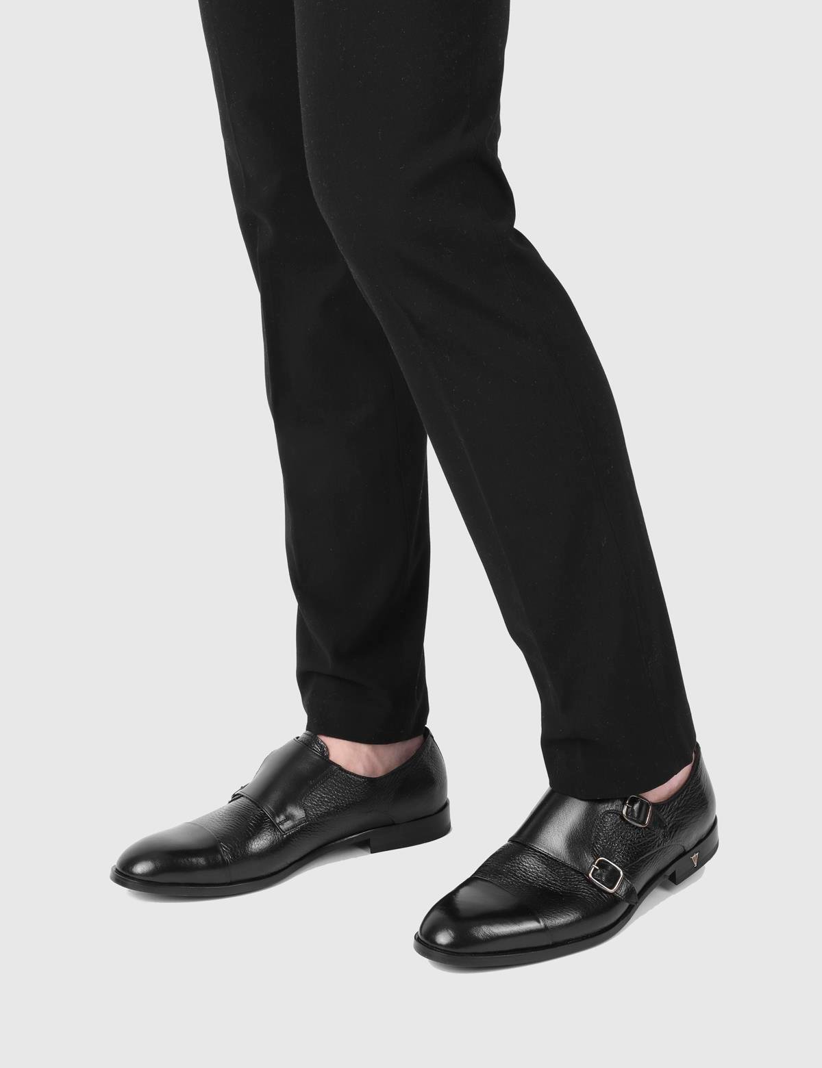 Mauri Black Buffalo-Deer Leather Men's Monk Shoe