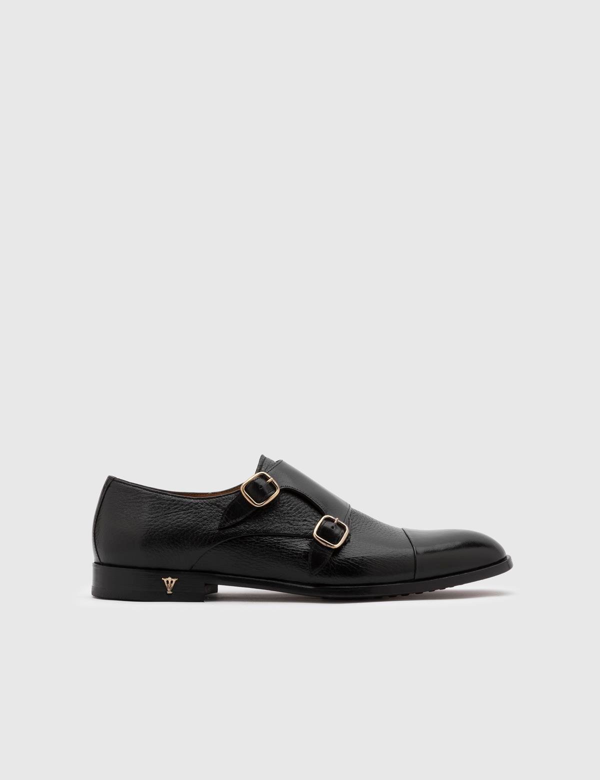 Mauri Black Buffalo-Deer Leather Men's Monk Shoe