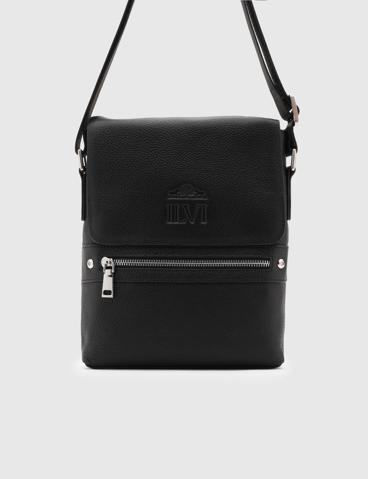 Max Black Leather Men's Shoulder Bag