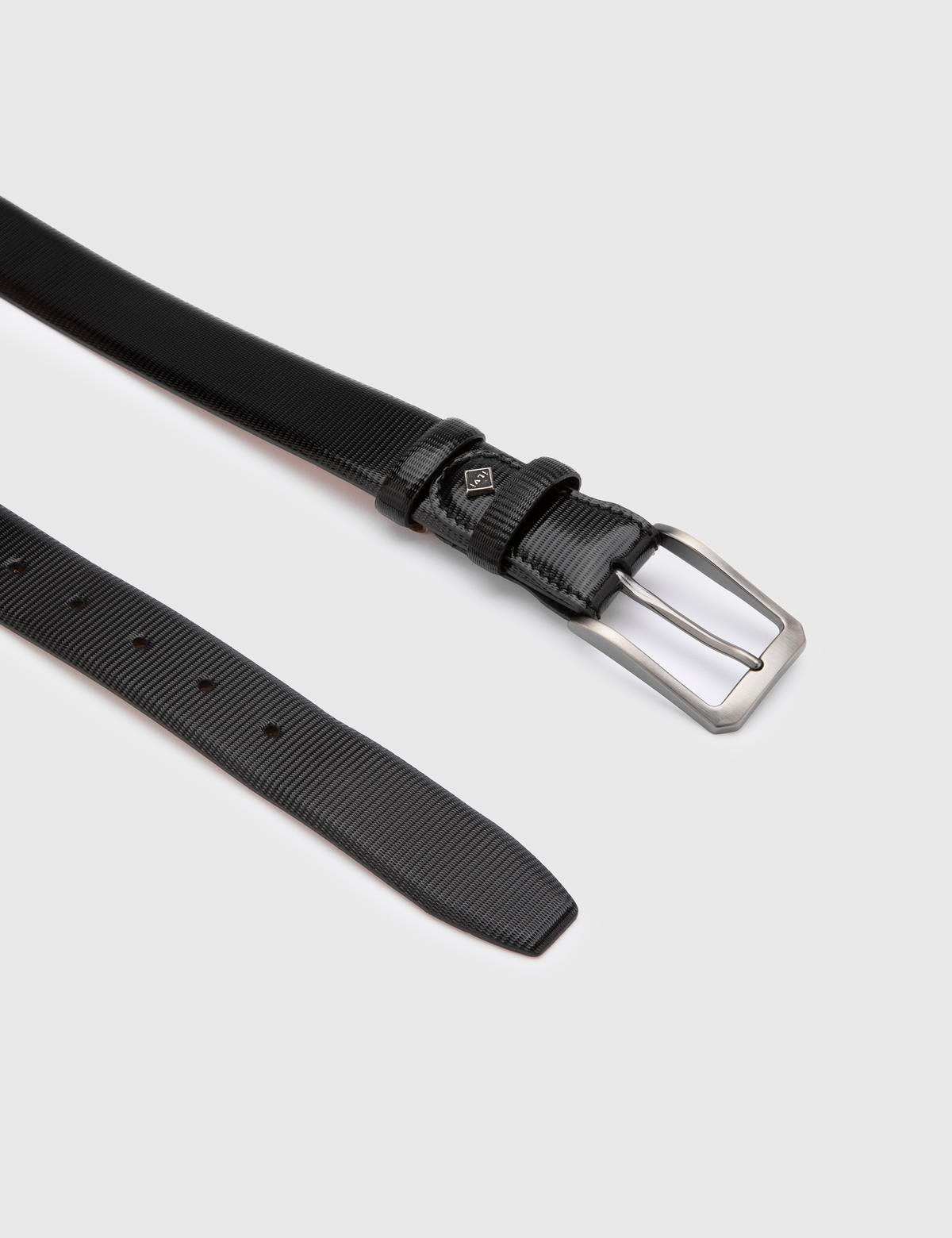 Meije Black Printed Leather Men's Belt