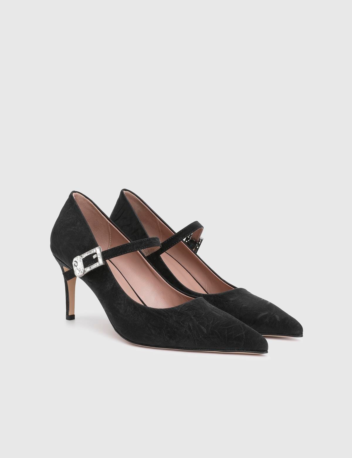 Militia Black Leather Fabric Women's Pump