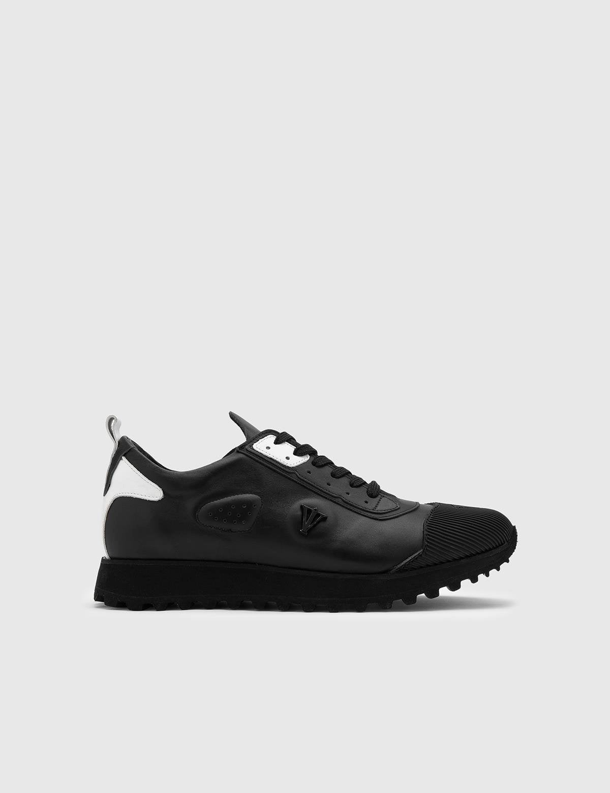 Moskros Herren-Sneaker aus schwarzem Nappaleder