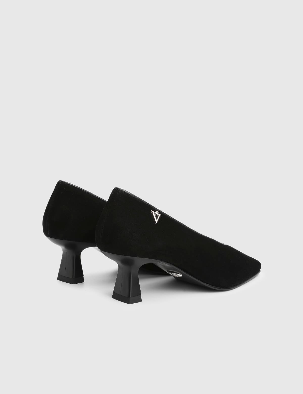 Muna Black Suede Leather Women's Pump