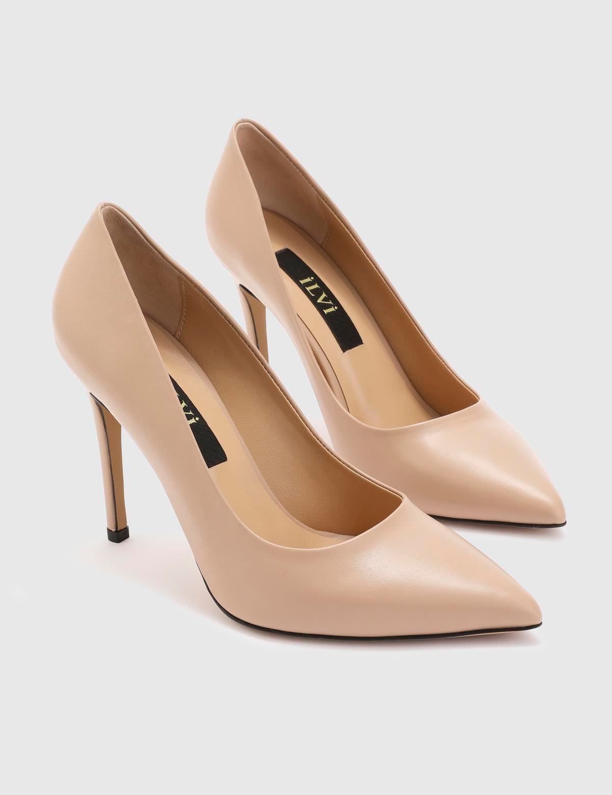 Nelli Beige Leather Women's Stiletto