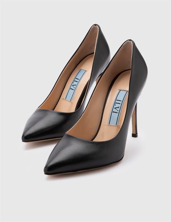 Nelli Black Leather Women's Stiletto